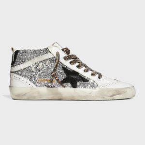 Golden Goose Mid Star Glitter Wing-Tip Sneakers - Size: 8B / 38EU